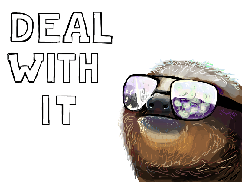 Reproduction of the old sloth with sunglasses meme image