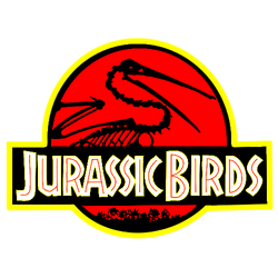 Jurassic park logo, except it's a bird skeleton instead of a T-Rex one'
